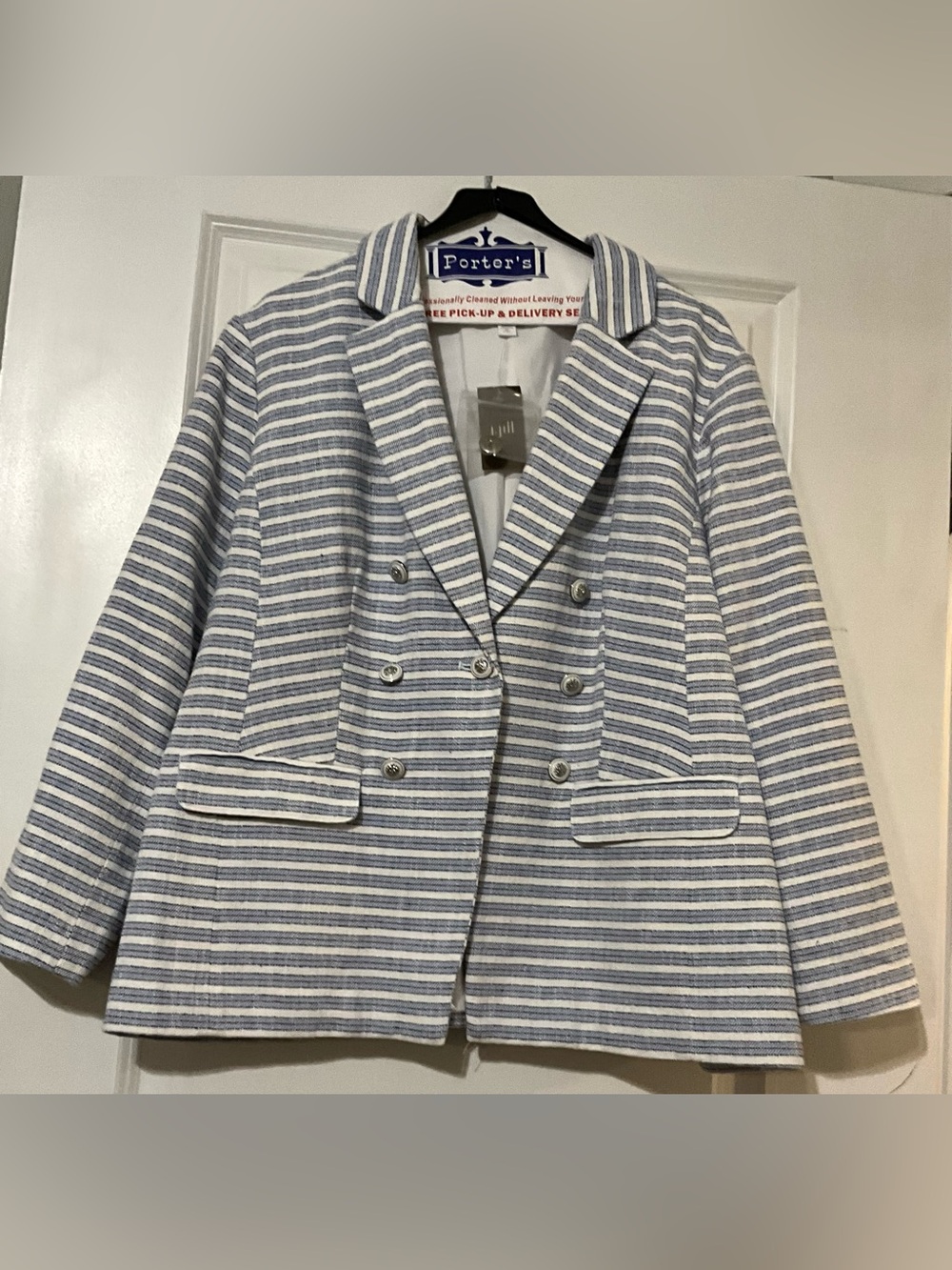 NWT J JIll blue double breasted jacket PXL